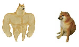 Swole Doge vs Cheems: пустой шаблон мема